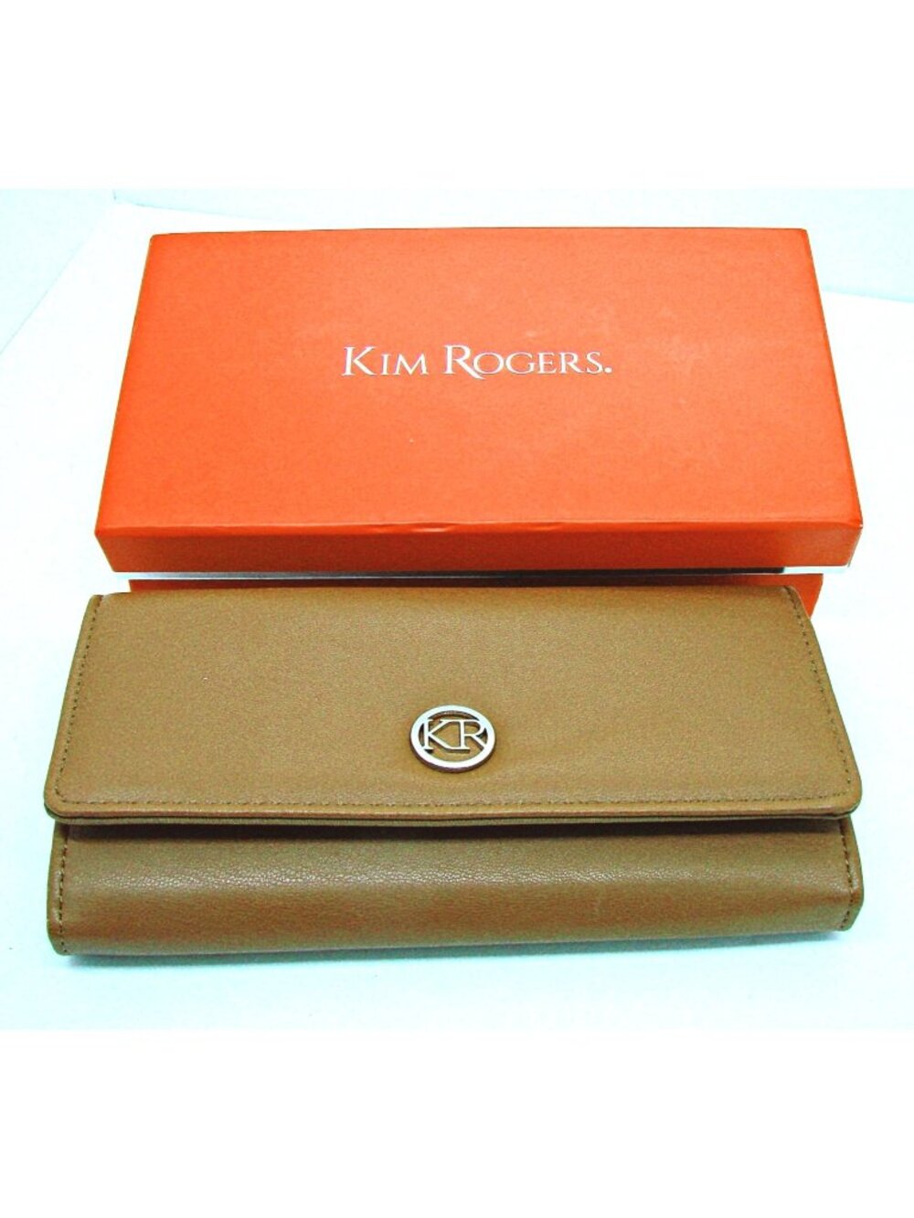 Kim Rogers Full Functional Clutch Wallet With Safe Keeper Liner RFID Cognac NIB